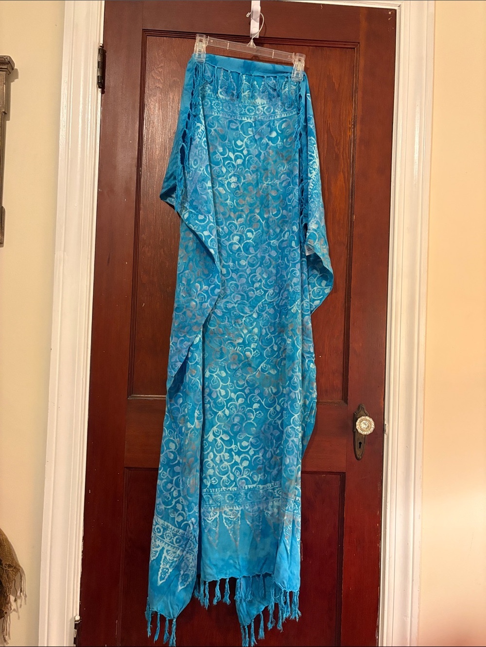 Turquoise Blue Boho Fringe Sarong Wrap - Picture 5 of 6